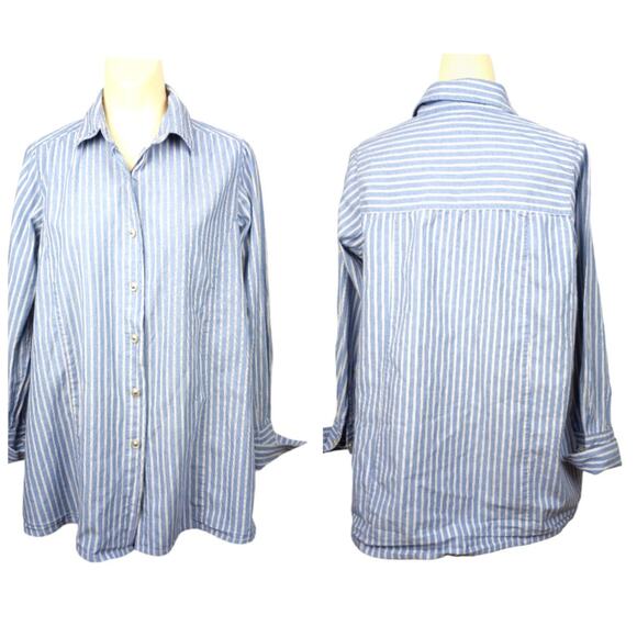 VINTAGE Ticking Striped Maternity Blouse Unique  Buttons & Cuffs. S - Picture 1 of 7